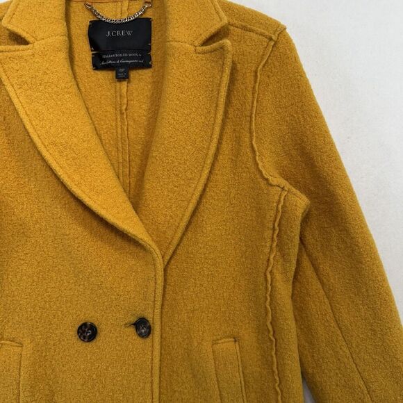 J.Crew Coat Women 6P Mustard Yellow Topcoat Daphne Petite Italian Boiled Wool - Picture 14 of 14